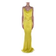 Gele Red Carpet Jurk Geplooide Details Elisabetta Franchi , Yellow , D...