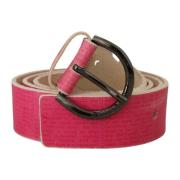 Roze Leren Logo Ronde Gesp Riem John Galliano , Pink , Dames