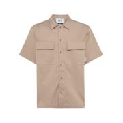 Italiaans Bowling Shirt Klassieke Kraag Sotf , Beige , Heren