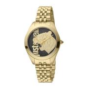 Gouden Roestvrijstalen Analoge Horloge Just Cavalli , Yellow , Dames