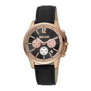 Quartz Analoge Leren Horloge in Roségoud Just Cavalli , Pink , Heren