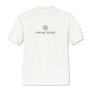 Jaylin Tee Monogram Anine Bing , Beige , Dames