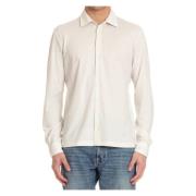 Katoenen Polo Shirt Lange Mouwen Stretch Herno , White , Heren