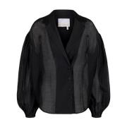 Zwarte Ballonmouw V-Hals Shirt Remain Birger Christensen , Black , Dam...