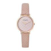 Rose Gold Leather Strap Watch Pierre Cardin , Pink , Dames