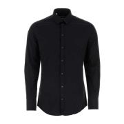Stretch Poplin Shirt in Zwart Dolce & Gabbana , Black , Heren