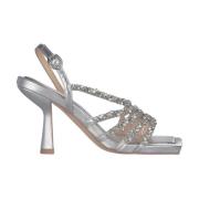 Rhinestone Hak Sandaal Banden Alma EN Pena , Gray , Dames