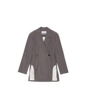 Gestreepte Zij-Split Blazer Ganni , Gray , Dames