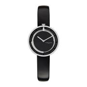 Zwarte Leren Analoge Quartz Horloge Pierre Cardin , Black , Dames