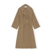 Beige Oversized Twill Trench Coat Ganni , Brown , Dames