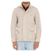 Beige Field Jacket Katoen Linnen Herno , Beige , Heren