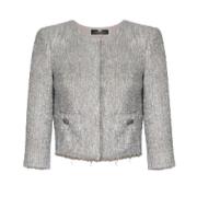 Geknipte Tweed Lurex Jas Zilver Elisabetta Franchi , Gray , Dames