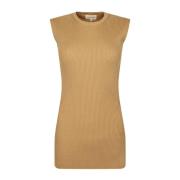 Zijde en Katoen Open-Rug Top Loulou Studio , Beige , Dames