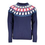 Blauwe Wollen Trui met Contrasterende Details Gant , Blue , Heren