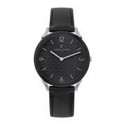 Zwarte Leren Analoge Horloge Pierre Cardin , Black , Heren