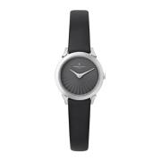 Elegante Zwarte Leren Analoog Horloge Pierre Cardin , Black , Dames