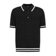 Polo met monogram Balmain , Black , Heren