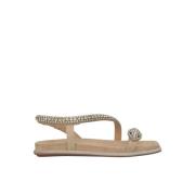 Glitter Sole Flat Sandal Alma EN Pena , Beige , Dames