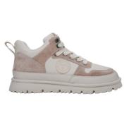 Luxe Beige Leren Velours Sneakers Estro , Beige , Dames