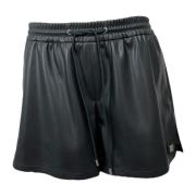 Zwarte Dames Shorts in Lederlook Hugo Boss , Black , Dames