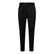 Zwarte Wol Maatwerk Broek met Satijnen Banden Alexander McQueen , Blac...