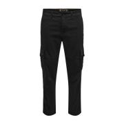 Stijlvolle Zwarte Cargo Broek Only & Sons , Black , Heren