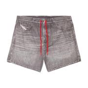 Mid-length swim shorts with denim print Diesel , Gray , Heren