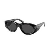 Zwarte Frame Donkergrijze Lens Zonnebril Prada , Black , Unisex