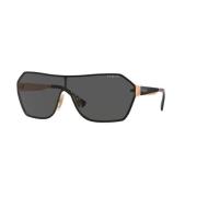 Gouden Frame Donkergrijze Lens Zonnebril Vogue , Black , Heren