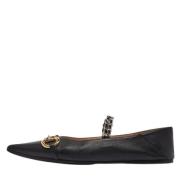 Pre-owned Leather flats Gucci Vintage , Black , Dames