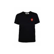 Zwart Katoen Hart Logo T-Shirt Comme des Garçons , Black , Dames