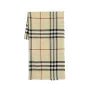 Neutraal Wol Check Sjaal Burberry , Beige , Unisex