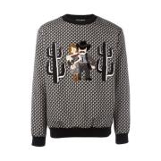 Cactus Geborduurde Crewneck Sweatshirt Dolce & Gabbana , Black , Heren