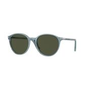 Blauw Frame Groene Lens Zonnebril Persol , Blue , Heren