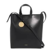 Bonded Leren Tote Tas Jil Sander , Black , Dames