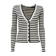 Gestreepte Cardigan Witte Katoenen Trui Pennyblack , White , Dames