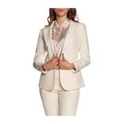 Beige Blazer Jas Ivoor Synthetische Stof YES ZEE , Beige , Dames