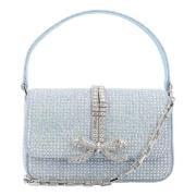 Lichtblauwe Rhinestone Denim Baguette Handtas Self Portrait , Blue , D...