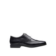 Zwarte Leren Brogue Schoenen Clarks , Black , Heren