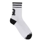 Korte witte katoenen sokken met letter Q Gallo , White , Unisex