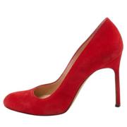 Pre-owned Suede heels Manolo Blahnik Pre-owned , Red , Dames