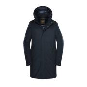 Blauwe Duster Coat met ganzendons Moorer , Blue , Heren