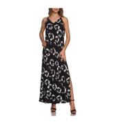 Zwart Bloemen Kruisrug Lange Jurk YES ZEE , Black , Dames