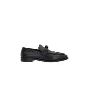 Zwarte Leren Mocassin Knoopdetail Bottega Veneta , Black , Heren