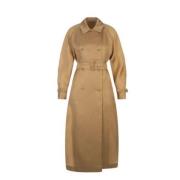 Bruin Leren Trenchcoat Max Mara , Brown , Dames