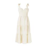 Elegante Beige Longuette Jurk Pepe Jeans , Beige , Dames