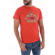 Rood Logo T-shirt 100% Katoen Cavalli Class , Red , Heren