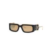 Zwart Rook Spiegel Goud Zonnebril Philipp Plein , Black , Unisex