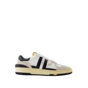 Wit/zwart leren lage sneakers Lanvin , Multicolor , Heren