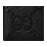 Leren Portemonnee met Jumbo GG Logo Gucci , Black , Heren